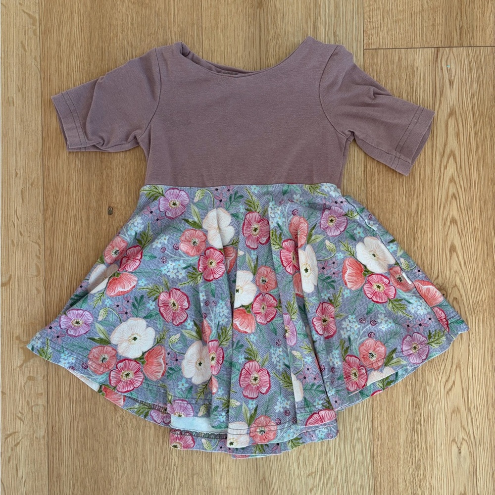 Cabin Fever local small shop bamboo dress 2T floral and purple